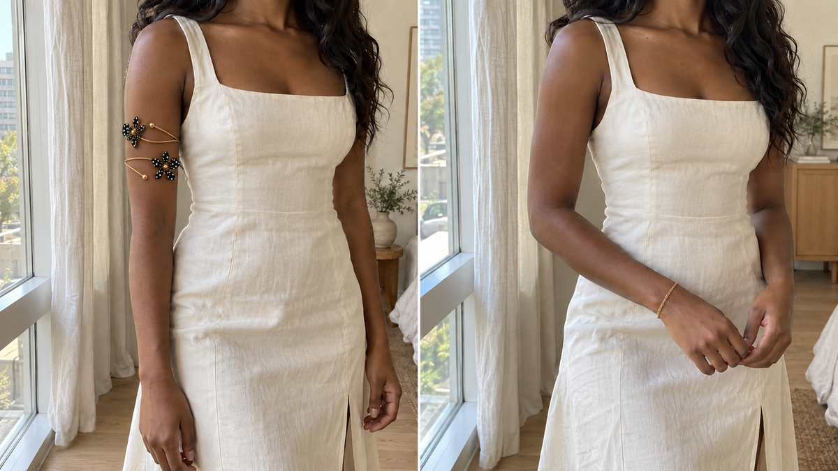 Arm Cuff vs. Bracelet: Which Works Better With a Sleeveless Dress?