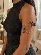 Midnight Polka-Dot Floral Arm Cuff 🖤🌼