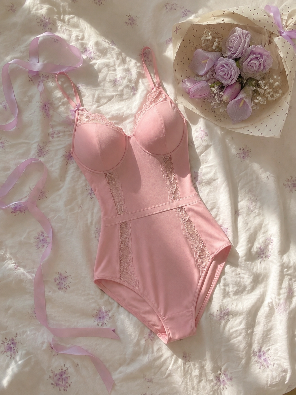 Rosy Lace Bodysuit 🎀🌸