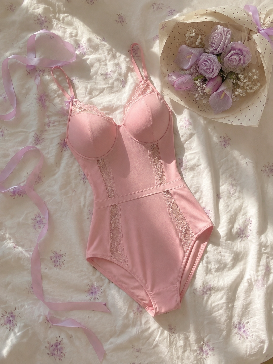 Rosy Lace Bodysuit 🎀🌸