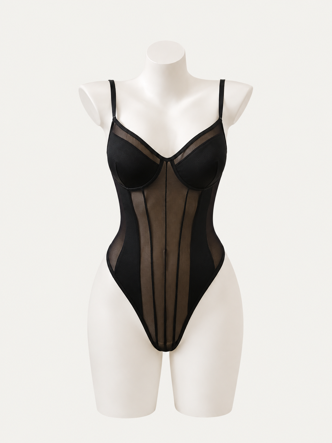 Noir Mesh Corset Bodysuit 🖤✨
