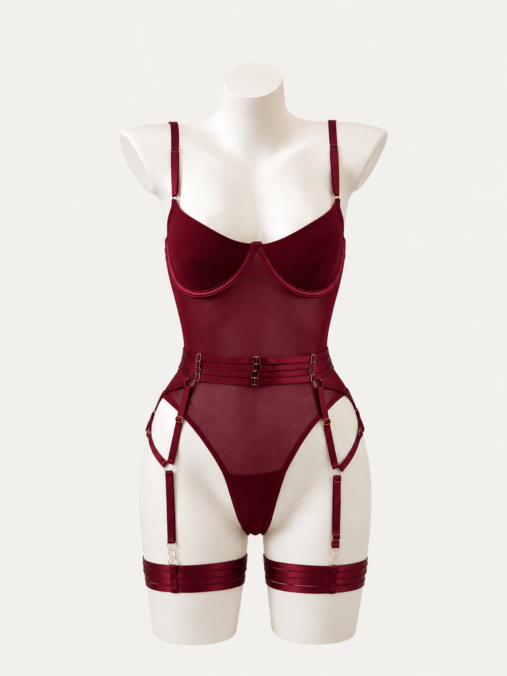 Burgundy Mesh Bodysuit 🍷✨