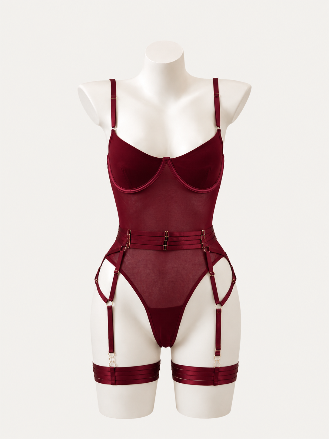 Burgundy Mesh Bodysuit 🍷✨