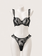 Noir Blossom Lace Bra Set 🖤🌸
