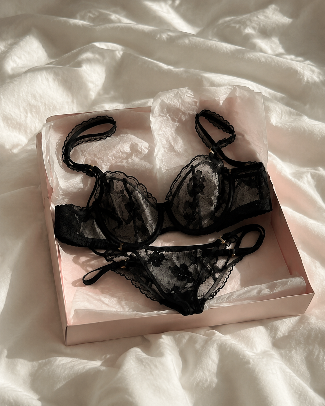 Noir Blossom Lace Bra Set 🖤🌸
