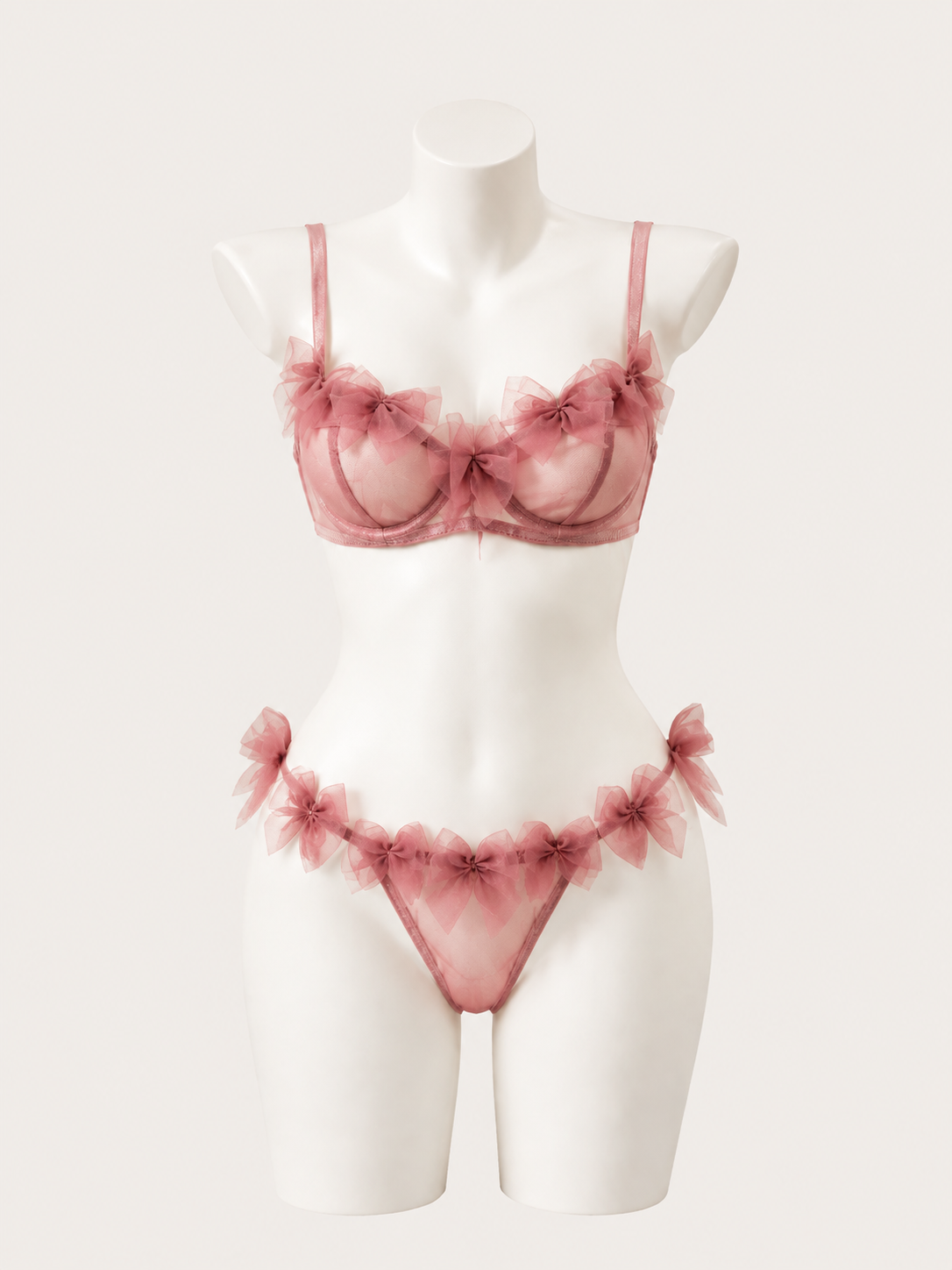 Rose Bow Lace Bra Set 🎀🌹