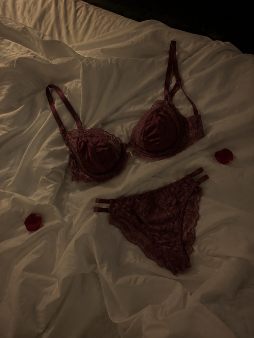Burgundy Lace Lingerie Set 🍷✨