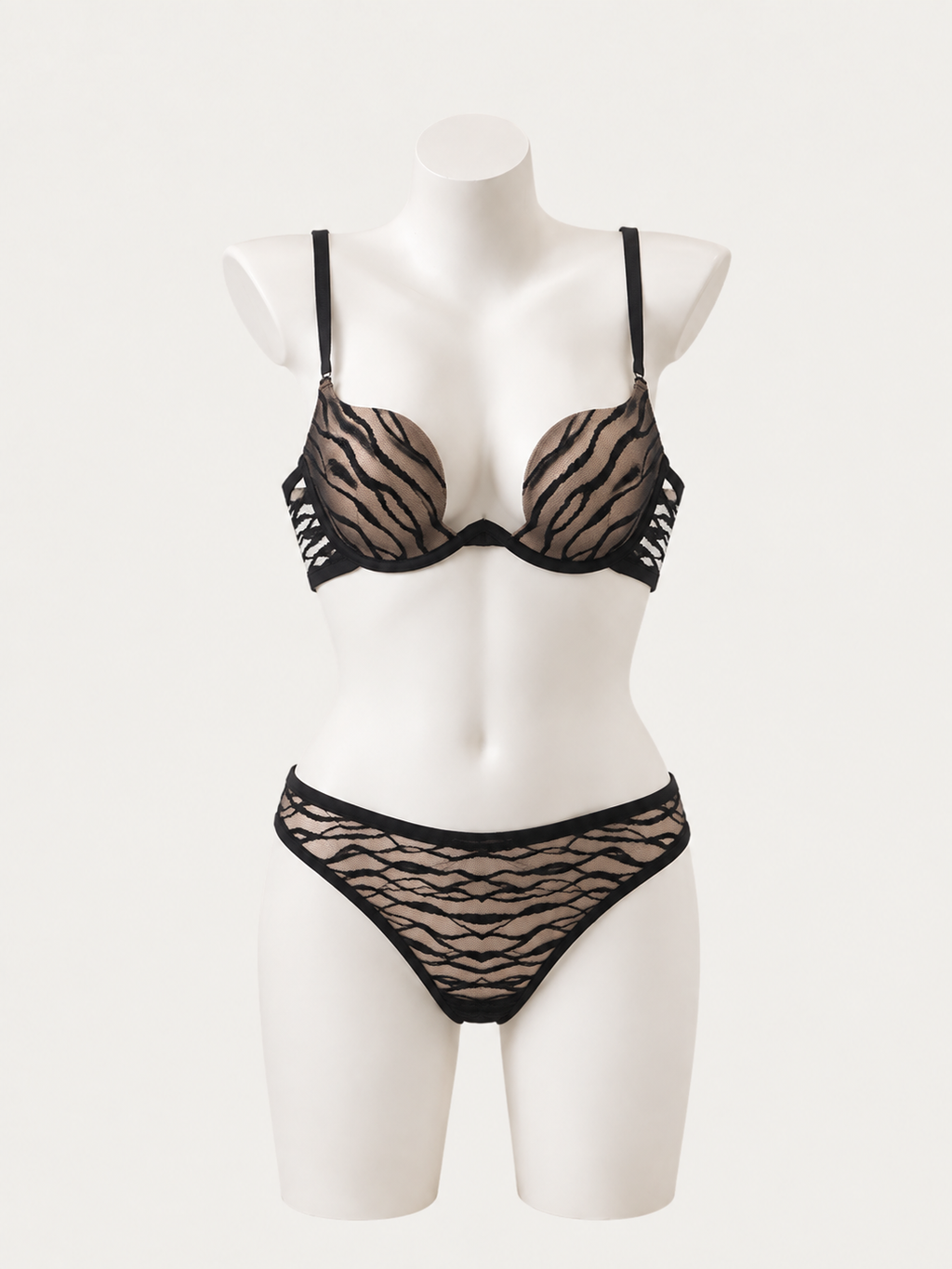Midnight Zebra Lace Bra Set 🖤✨