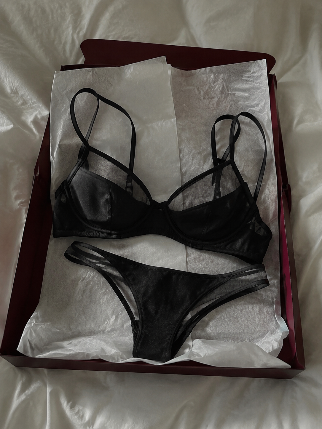 Dark Mesh Bra Set 🖤✨