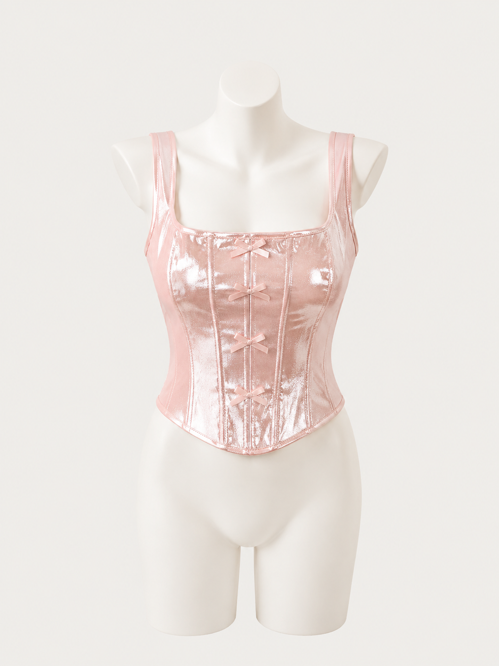 Blush Satin Bow Corset Top 🎀🌸