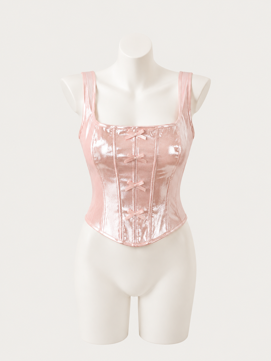 Blush Satin Bow Corset Top 🎀🌸