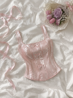 Blush Satin Bow Corset Top 🎀🌸