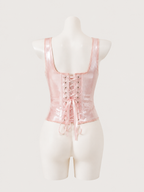 Blush Satin Bow Corset Top 🎀🌸