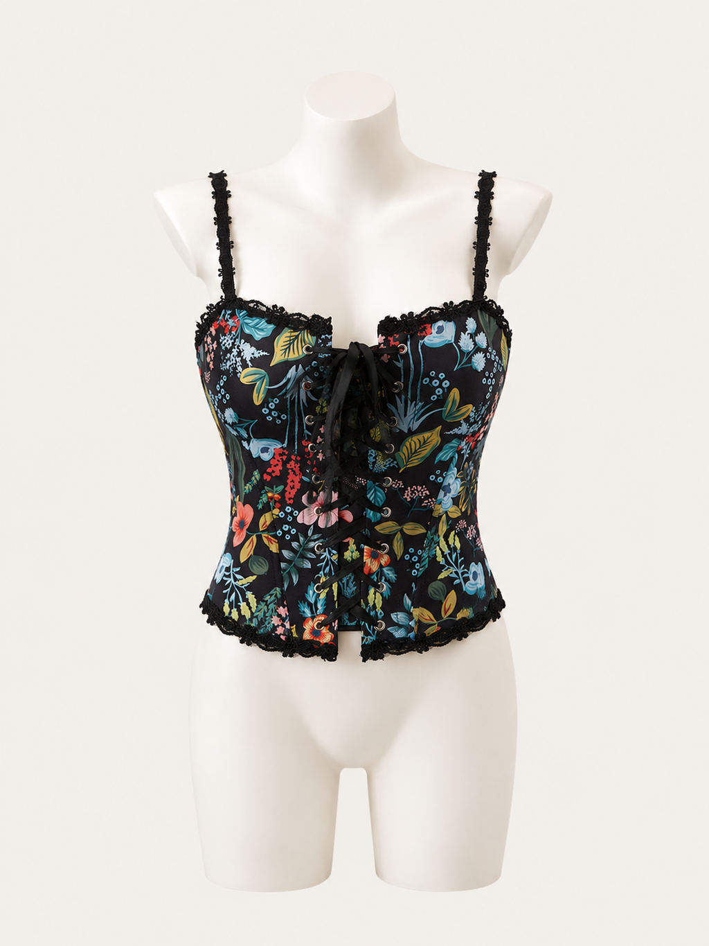 Midnight Garden Floral Corset Top 🖤🌸
