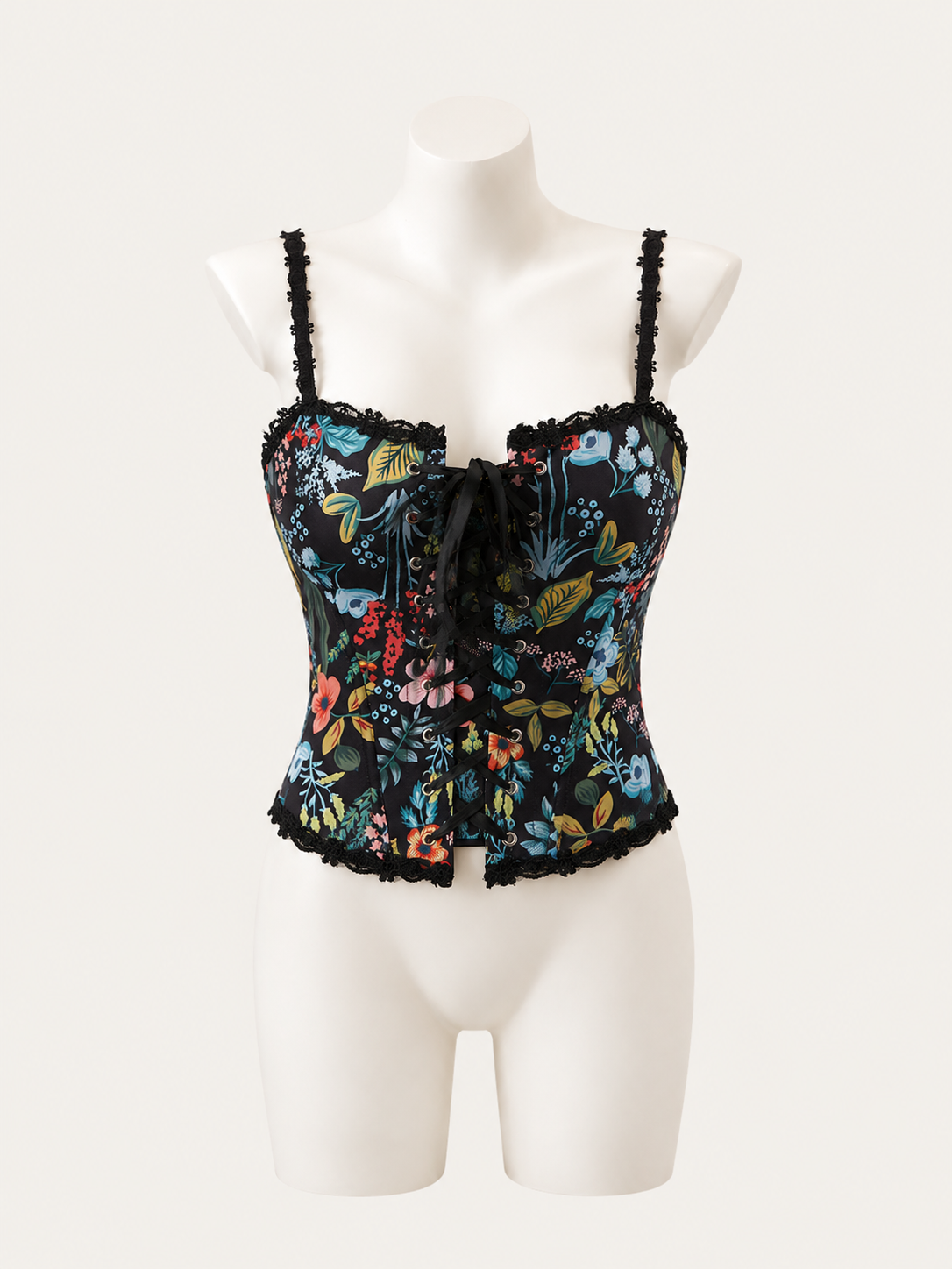 Midnight Garden Floral Corset Top 🖤🌸