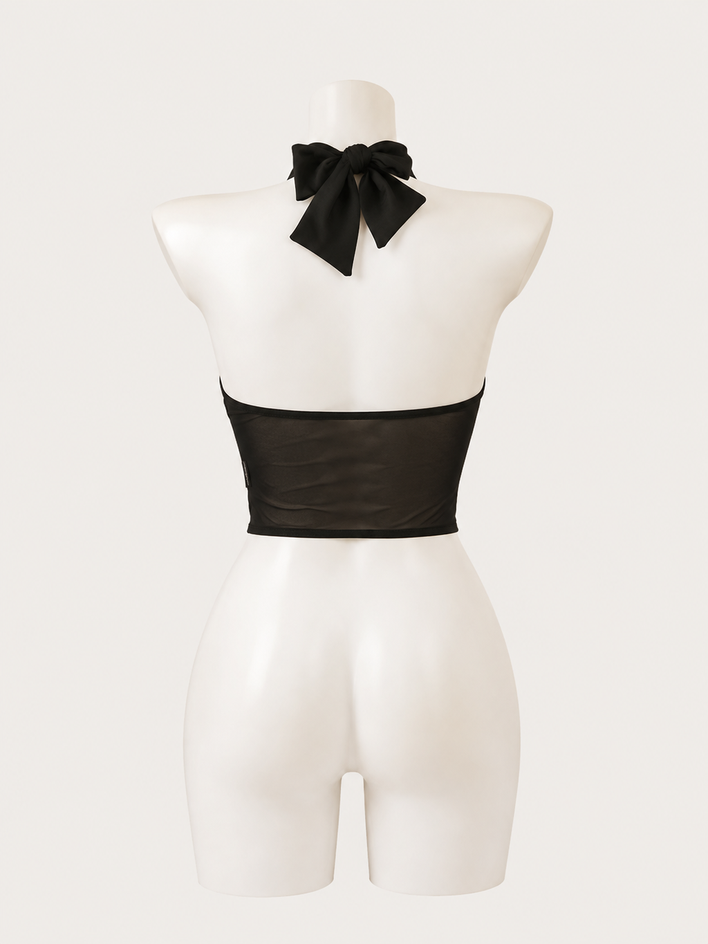 Noir Halter Mesh Corset Top 🖤✨