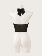 Noir Halter Mesh Corset Top 🖤✨