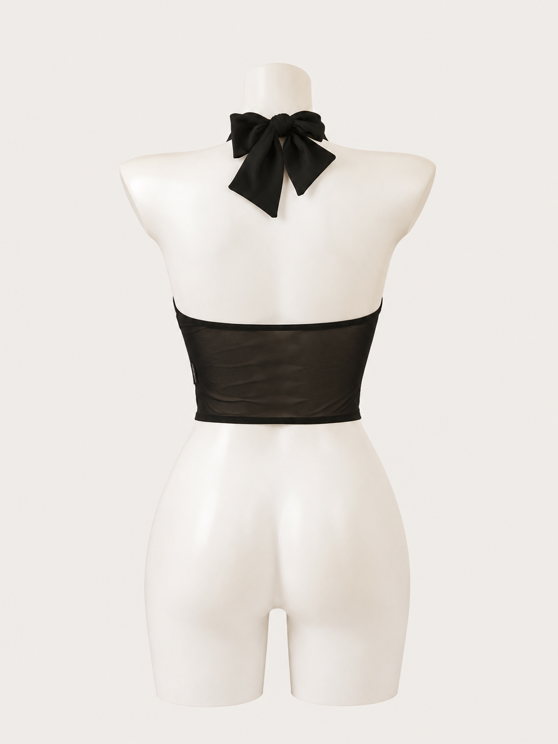 Noir Halter Mesh Corset Top 🖤✨