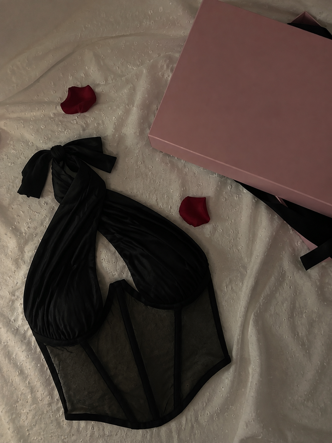 Noir Halter Mesh Corset Top 🖤✨