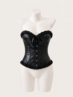 Midnight Ruffle Leather Corset 🖤🎀