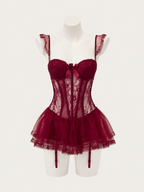 Nocturne Burgundy Lace Dress 🍷🕯️