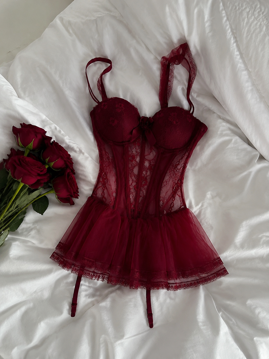Nocturne Burgundy Lace Dress 🍷🕯️