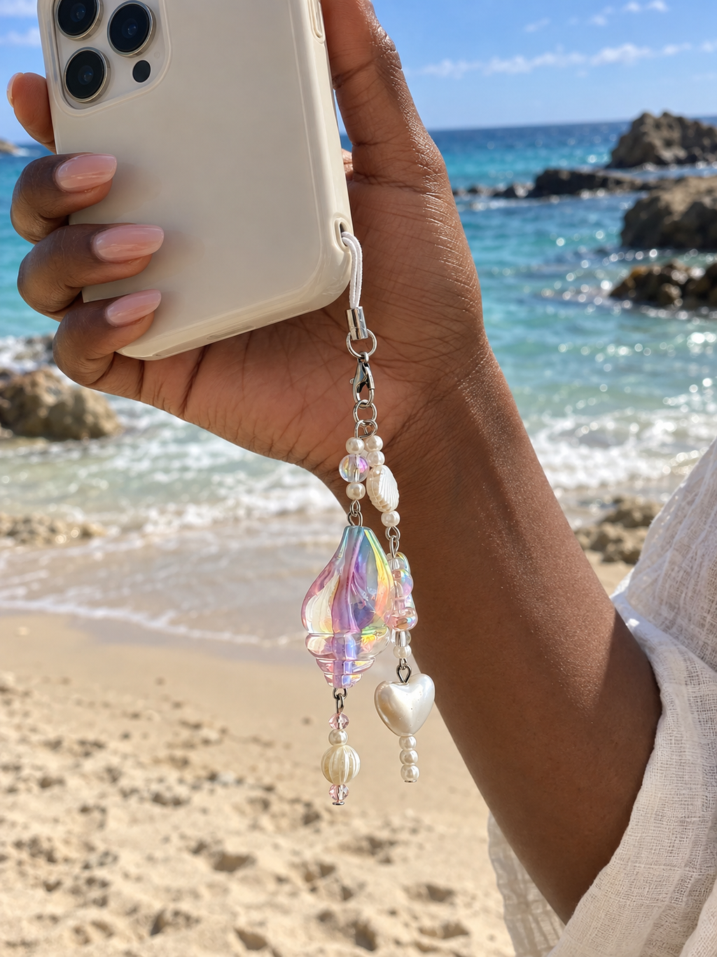 Iridescent Mermaid Shell Phone Charm 🐚🫧