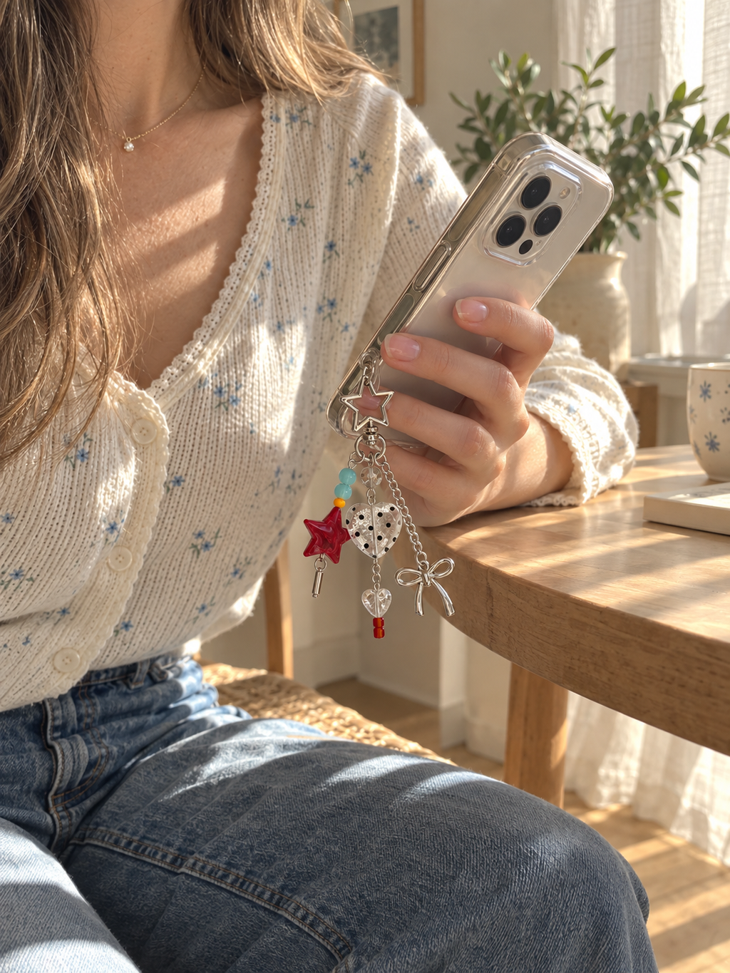 Polka-Dot Love Star Phone Charm ❤️⭐️