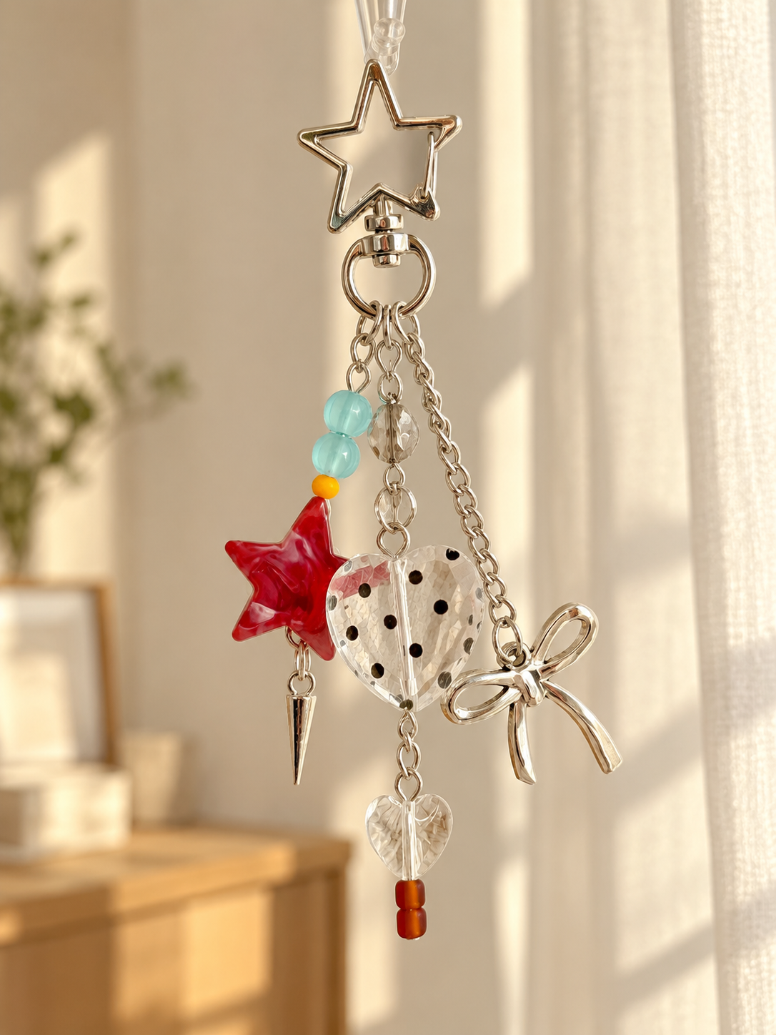 Polka-Dot Love Star Phone Charm ❤️⭐️