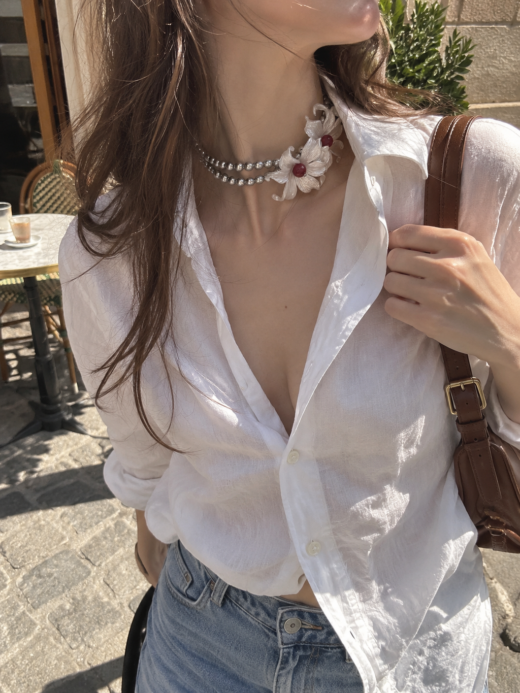 Burgundy Lily Pearl Necklace 🤍🌺